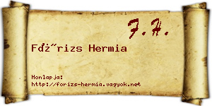 Fórizs Hermia névjegykártya